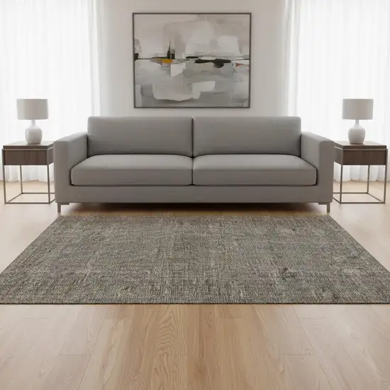 Taupe And Olive Green Striped Washable Area Rug With UV Protection Photo 2