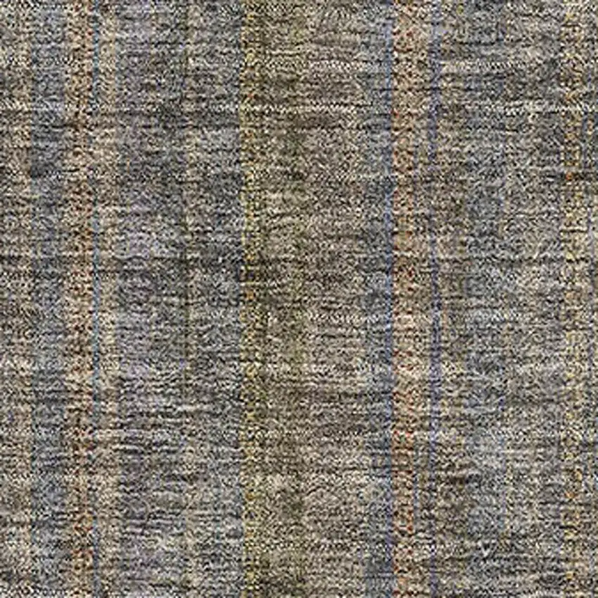 Taupe And Olive Green Striped Washable Area Rug With UV Protection Photo 2