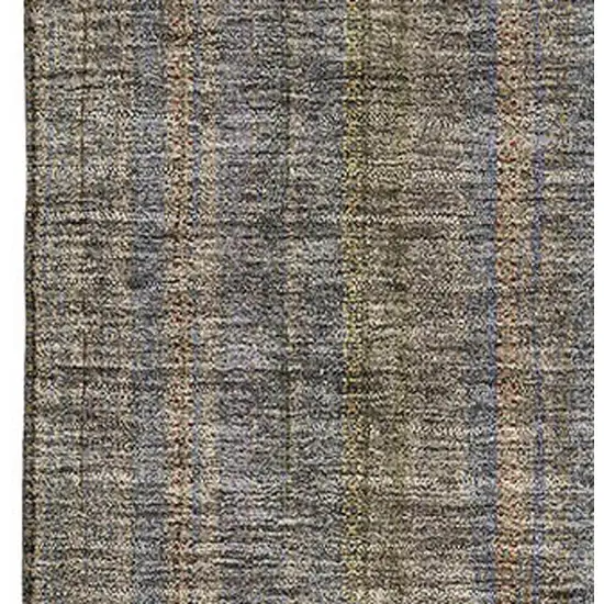 Taupe And Olive Green Striped Washable Area Rug With UV Protection Photo 2