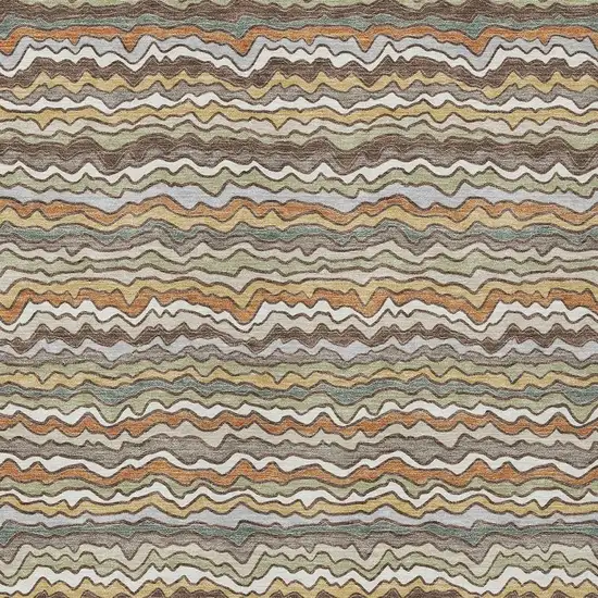 Taupe And Orange Striped Washable Indoor Outdoor Area Rug Photo 2