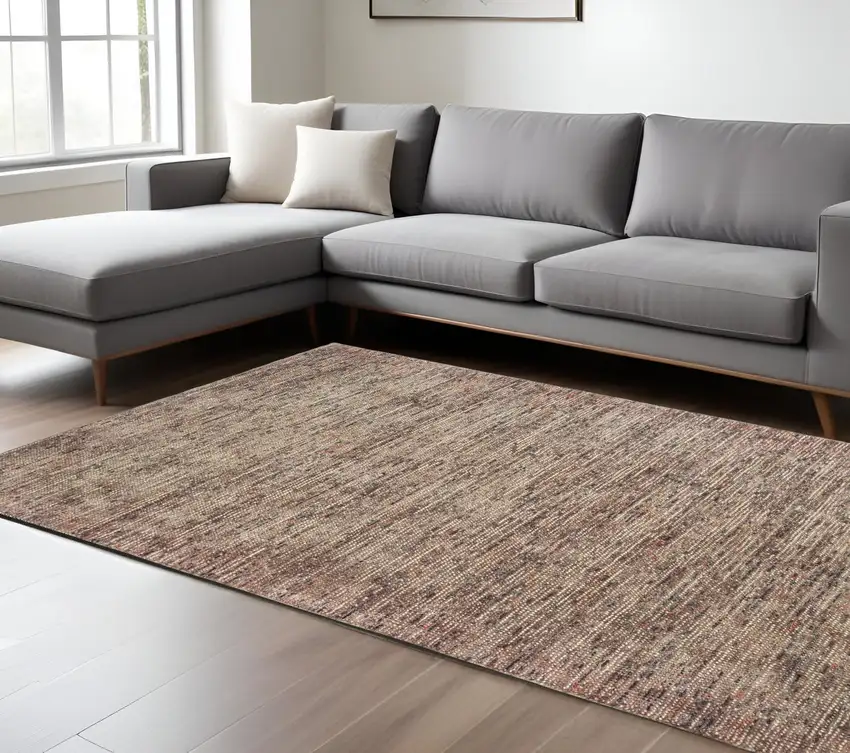 Taupe And Pink Hand Tufted Area Rug Photo 1