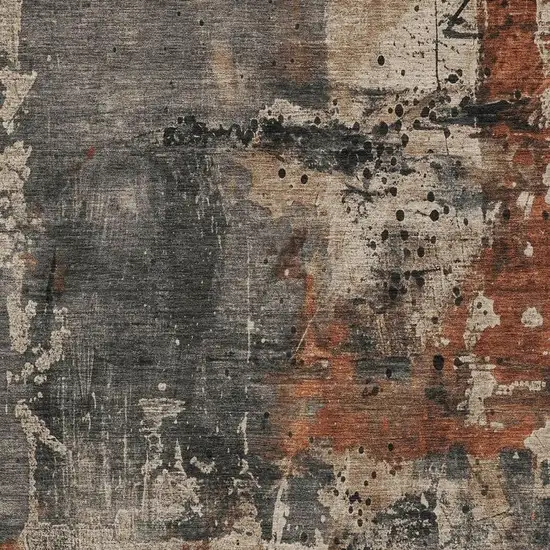 Taupe And Rust Abstract Washable Indoor Outdoor Area Rug Photo 3