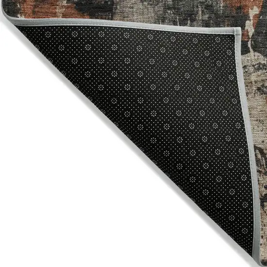 Taupe And Rust Abstract Washable Indoor Outdoor Area Rug Photo 8