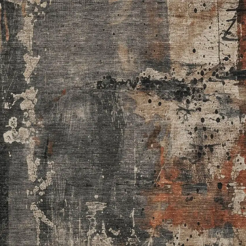 Taupe And Rust Abstract Washable Indoor Outdoor Area Rug Photo 3