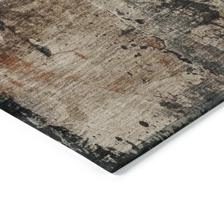Taupe And Rust Abstract Washable Indoor Outdoor Area Rug Photo 9
