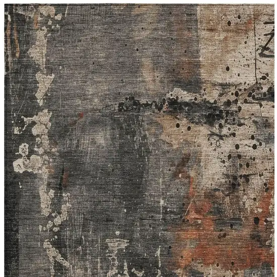 Taupe And Rust Abstract Washable Indoor Outdoor Area Rug Photo 3