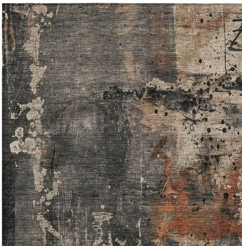 Taupe And Rust Abstract Washable Indoor Outdoor Area Rug Photo 3
