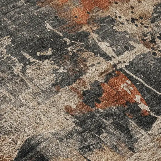 Taupe And Rust Abstract Washable Indoor Outdoor Area Rug Photo 9