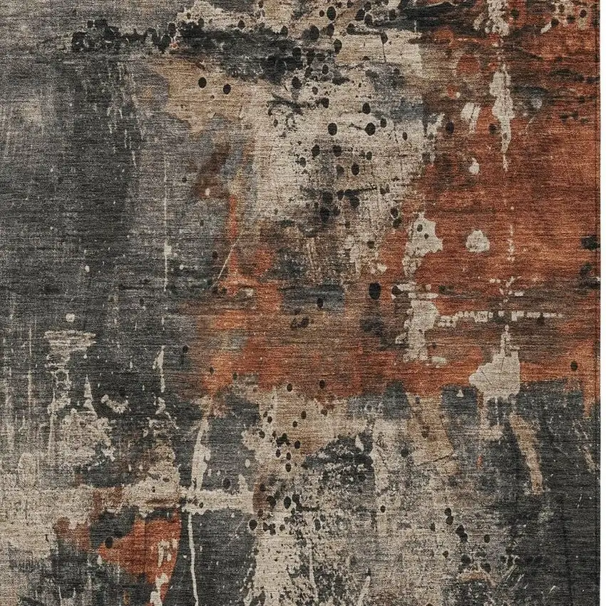 Taupe And Rust Abstract Washable Indoor Outdoor Area Rug Photo 3