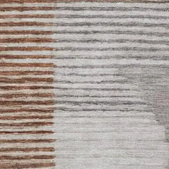 Taupe And Rust Geometric Washable Indoor Outdoor Area Rug Photo 3