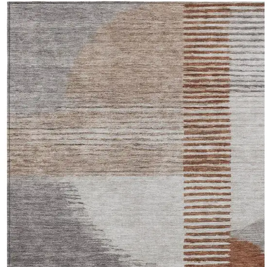 Taupe And Rust Geometric Washable Indoor Outdoor Area Rug Photo 7