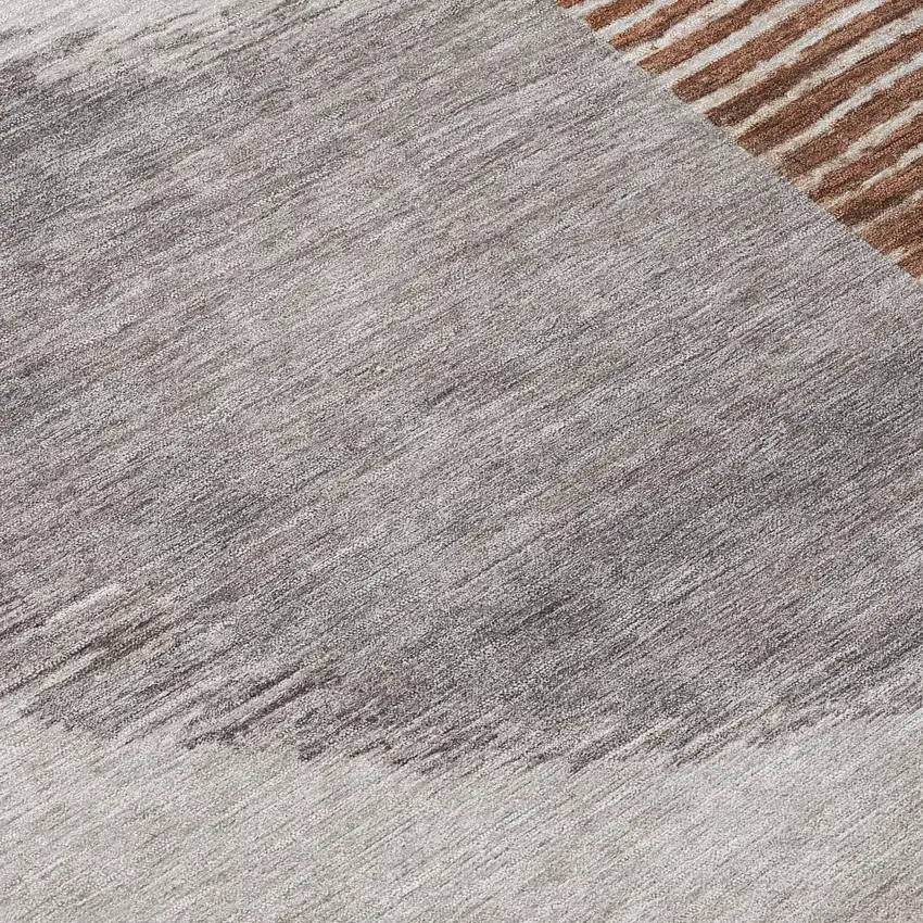 Taupe And Rust Geometric Washable Indoor Outdoor Area Rug Photo 8