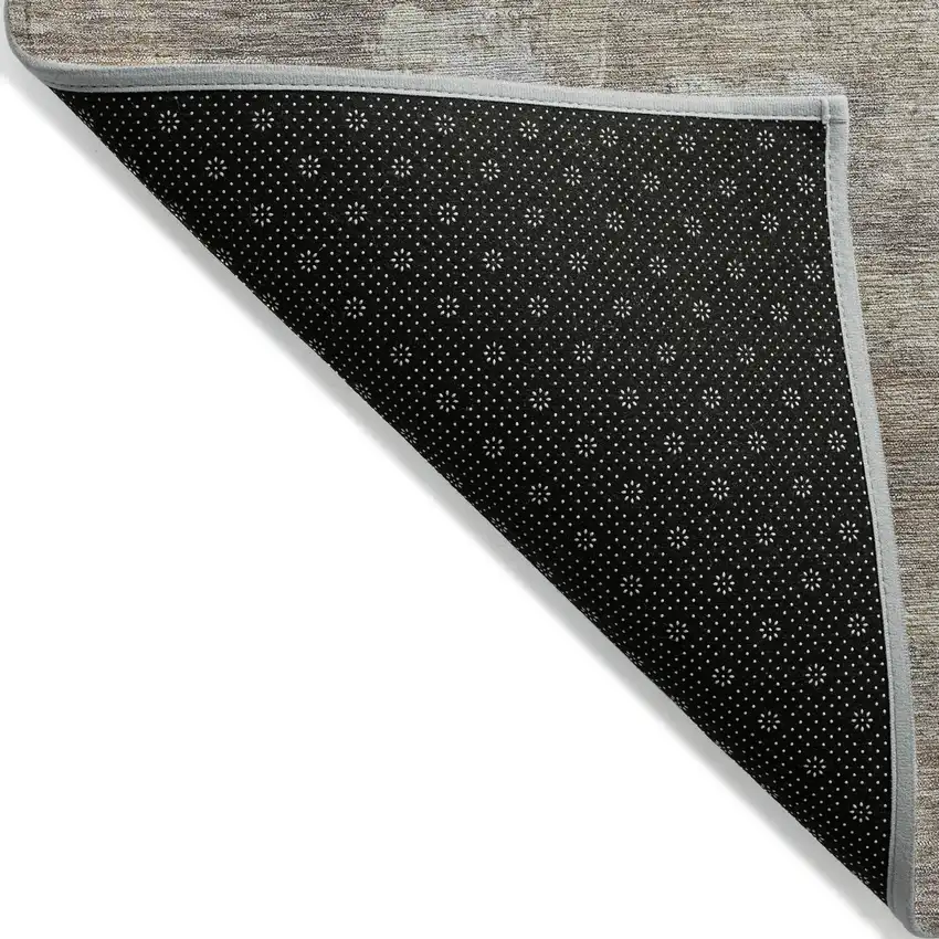 Taupe And Silver Abstract Washable Indoor Outdoor Area Rug Photo 5