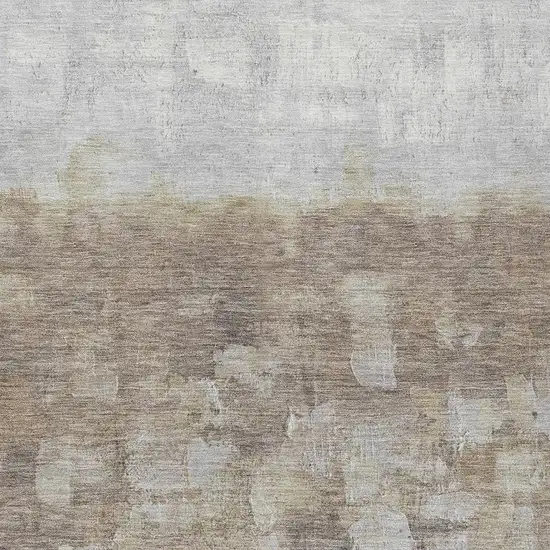 Taupe And Silver Abstract Washable Indoor Outdoor Area Rug Photo 4