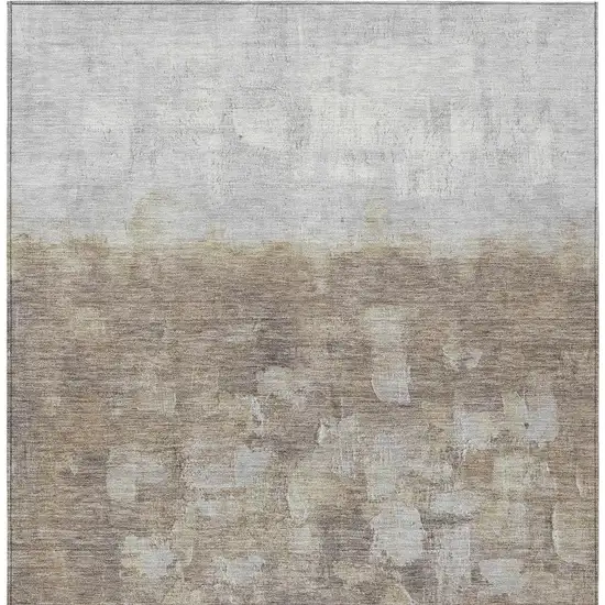 Taupe And Silver Abstract Washable Indoor Outdoor Area Rug Photo 5