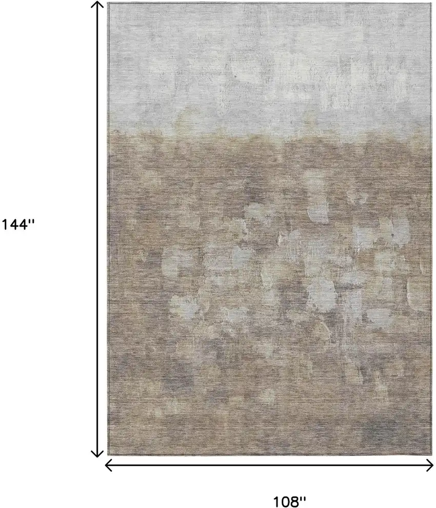 Taupe And Silver Abstract Washable Indoor Outdoor Area Rug Photo 3
