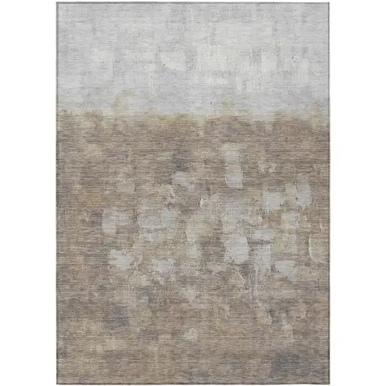 Taupe And Silver Abstract Washable Indoor Outdoor Area Rug Photo 2