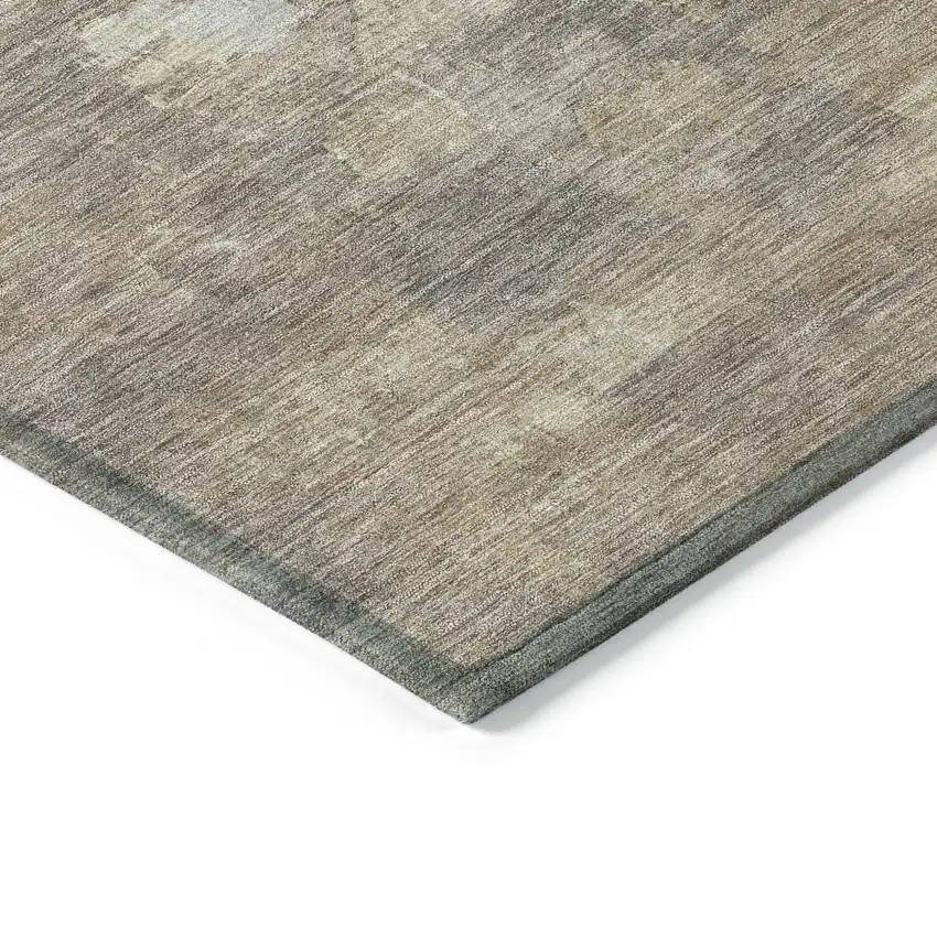 Taupe And Silver Abstract Washable Indoor Outdoor Area Rug Photo 6