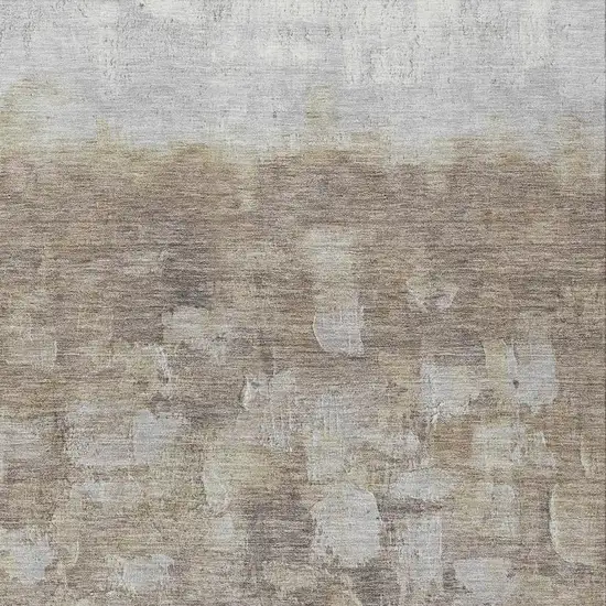 Taupe And Silver Abstract Washable Indoor Outdoor Area Rug Photo 4