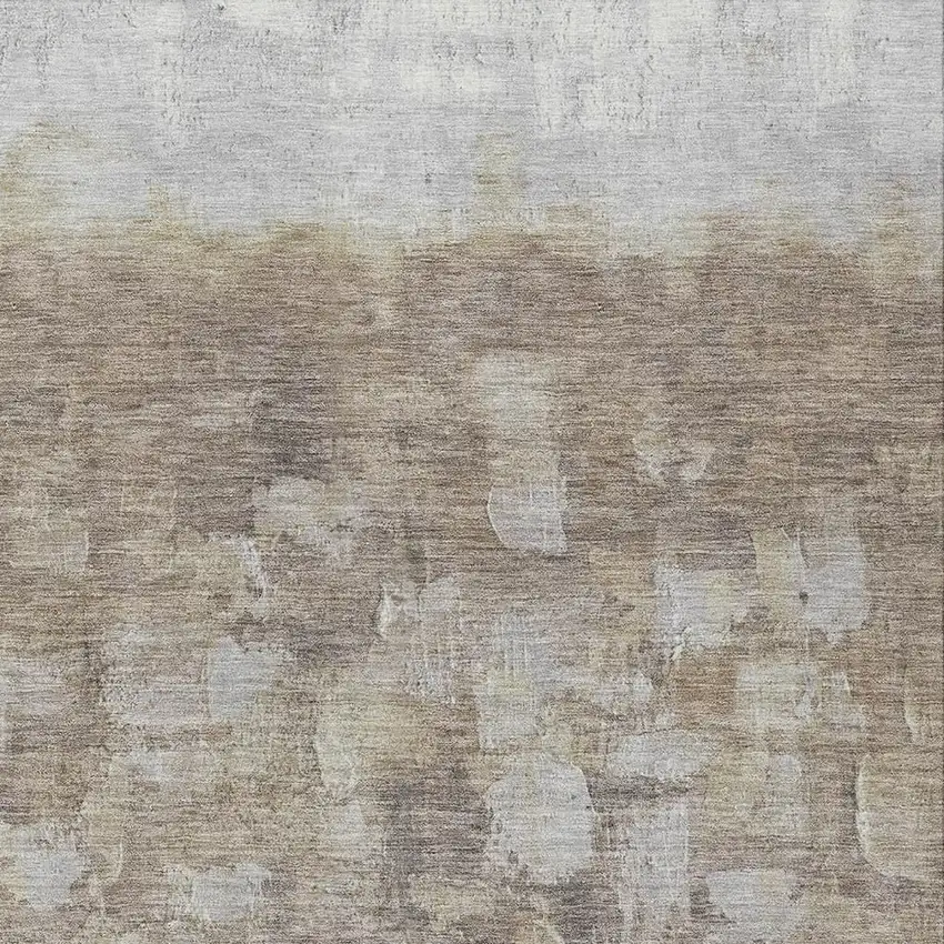 Taupe And Silver Abstract Washable Indoor Outdoor Area Rug Photo 4