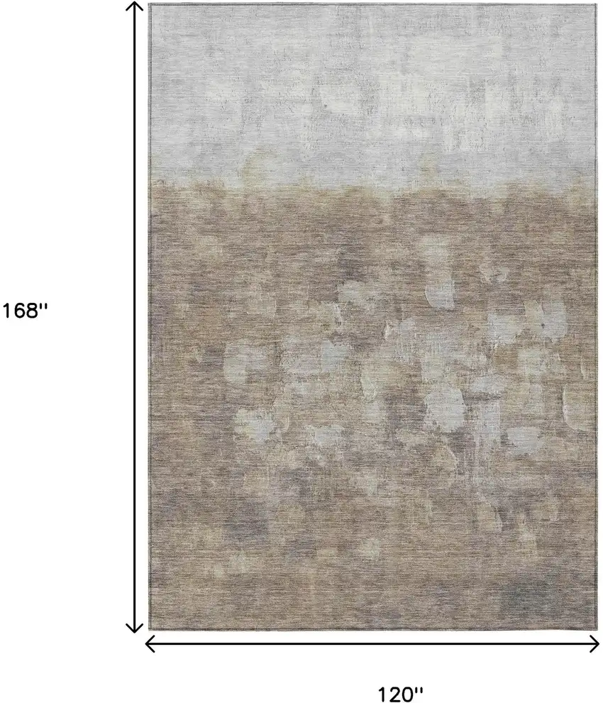 Taupe And Silver Abstract Washable Indoor Outdoor Area Rug Photo 3
