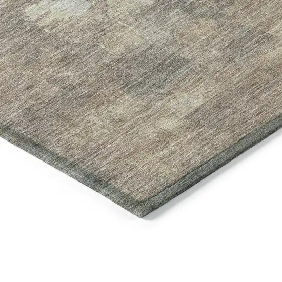 Taupe And Silver Abstract Washable Indoor Outdoor Area Rug Photo 6
