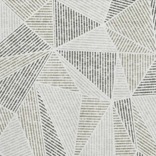 Taupe And Silver Geometric Washable Area Rug With UV Protection Photo 3