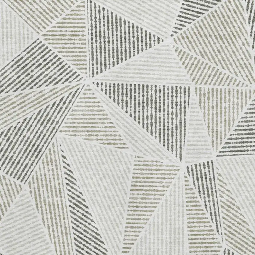 Taupe And Silver Geometric Washable Area Rug With UV Protection Photo 3