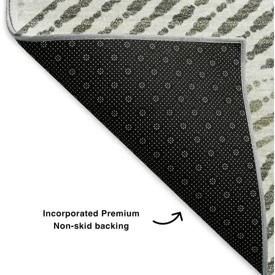 Taupe And Silver Geometric Washable Area Rug With UV Protection Photo 7
