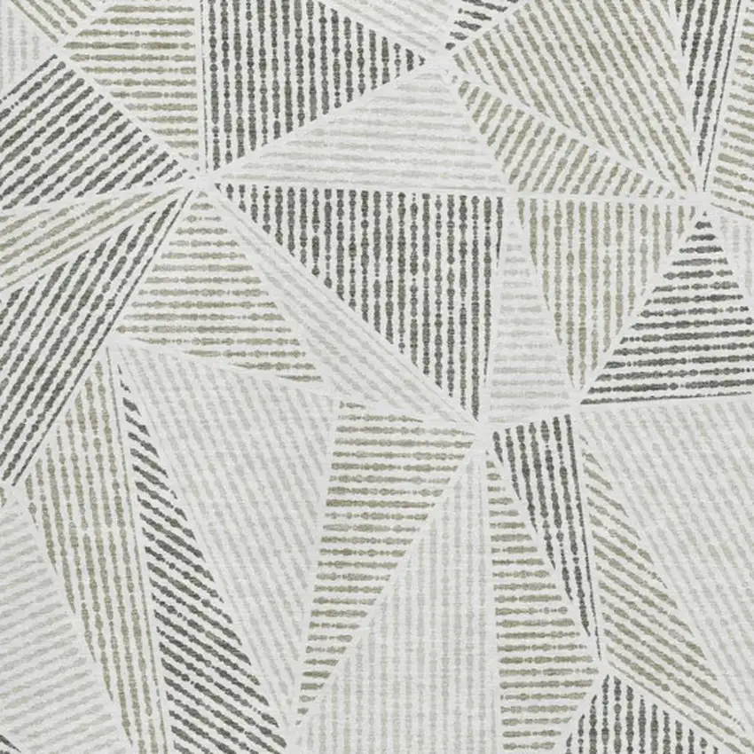 Taupe And Silver Geometric Washable Area Rug With UV Protection Photo 3