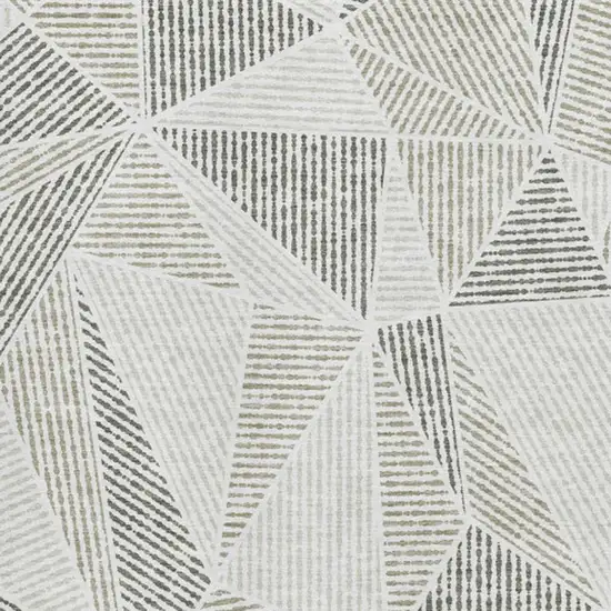 Taupe And Silver Geometric Washable Area Rug With UV Protection Photo 3