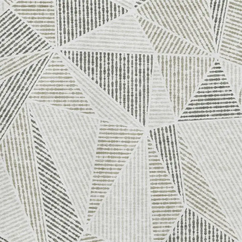 Taupe And Silver Geometric Washable Area Rug With UV Protection Photo 3