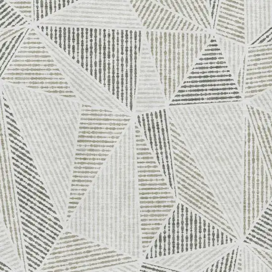 Taupe And Silver Geometric Washable Area Rug With UV Protection Photo 3