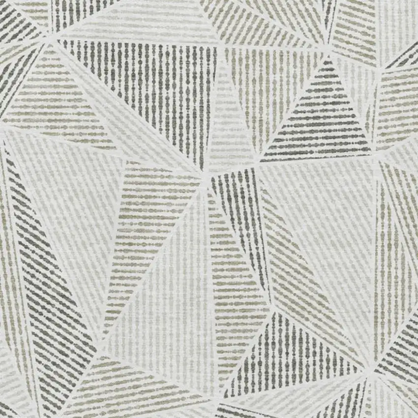 Taupe And Silver Geometric Washable Area Rug With UV Protection Photo 3