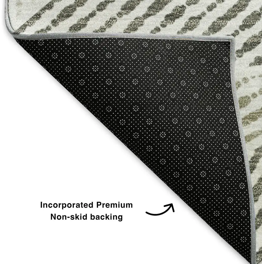 Taupe And Silver Geometric Washable Area Rug With UV Protection Photo 7