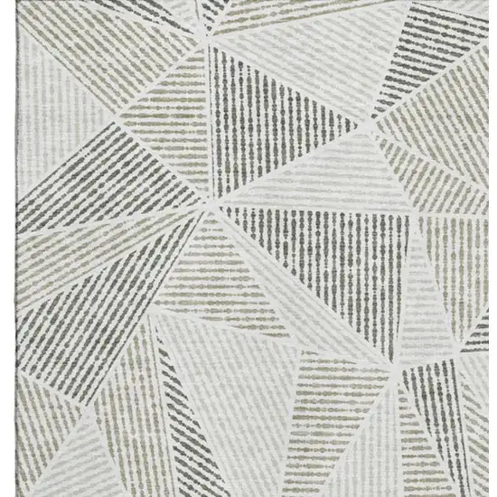 Taupe And Silver Geometric Washable Area Rug With UV Protection Photo 3
