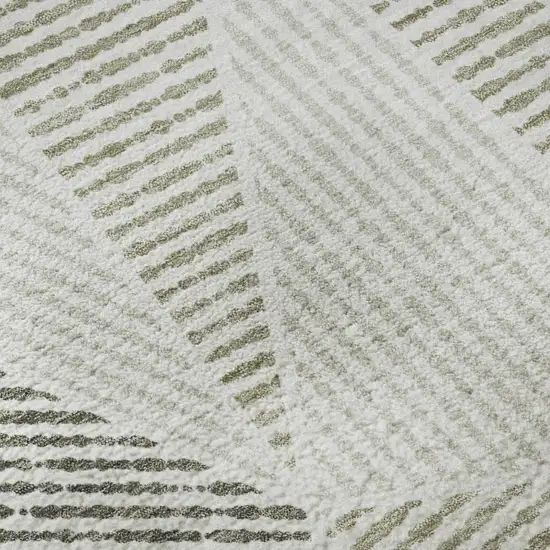 Taupe And Silver Geometric Washable Area Rug With UV Protection Photo 9