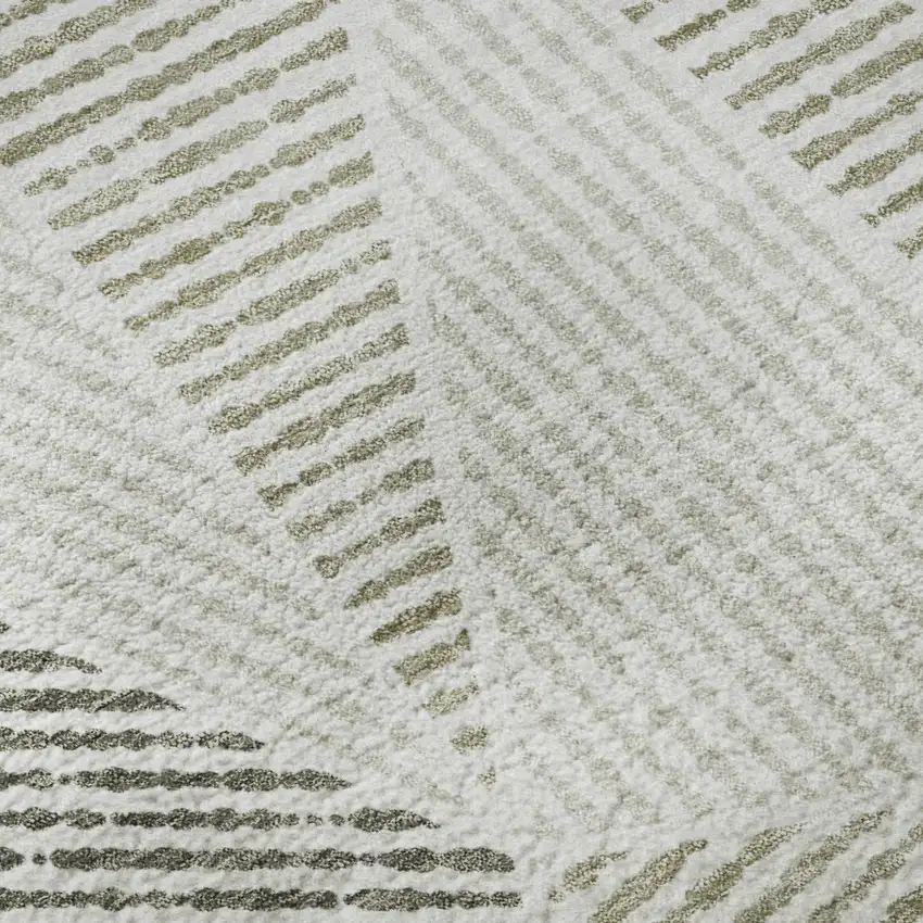 Taupe And Silver Geometric Washable Area Rug With UV Protection Photo 9