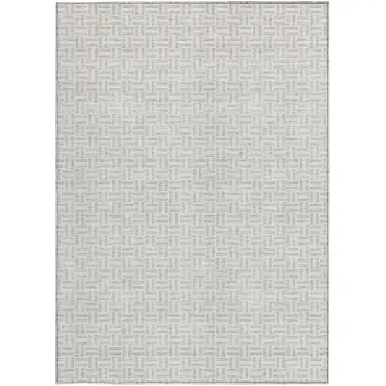 Taupe And Silver Geometric Washable Indoor Outdoor Area Rug Photo 7