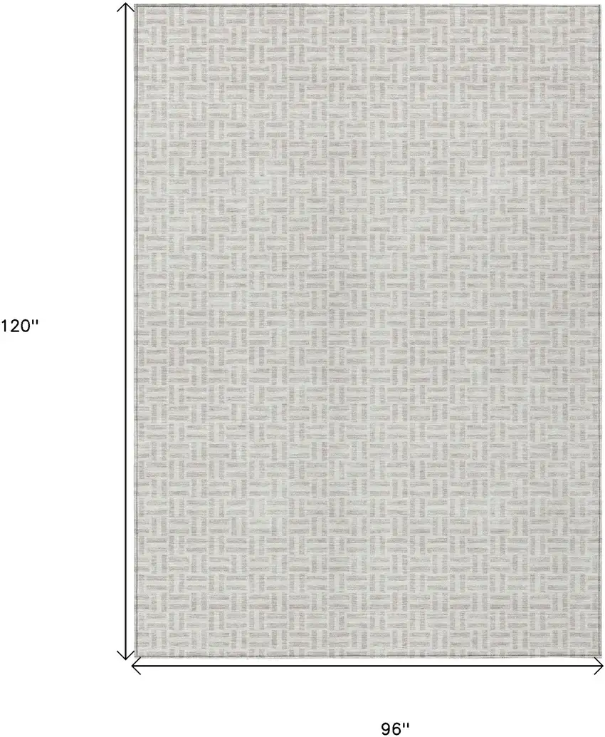 Taupe And Silver Geometric Washable Indoor Outdoor Area Rug Photo 3
