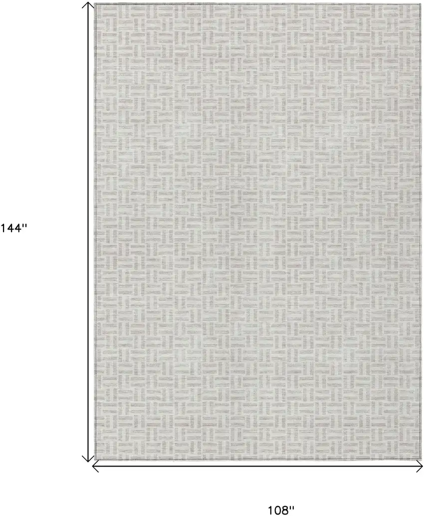 Taupe And Silver Geometric Washable Indoor Outdoor Area Rug Photo 3