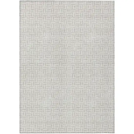 Taupe And Silver Geometric Washable Indoor Outdoor Area Rug Photo 2