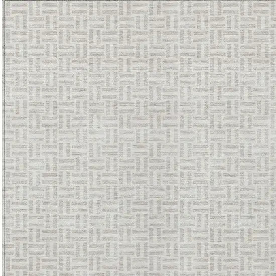 Taupe And Silver Geometric Washable Indoor Outdoor Area Rug Photo 6