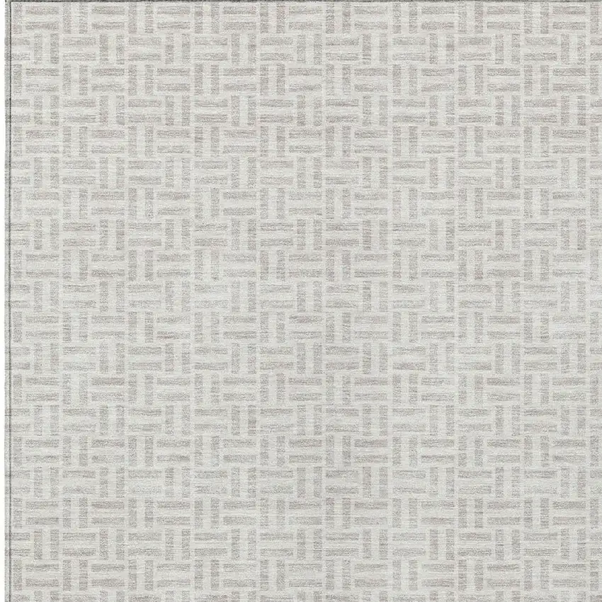 Taupe And Silver Geometric Washable Indoor Outdoor Area Rug Photo 6