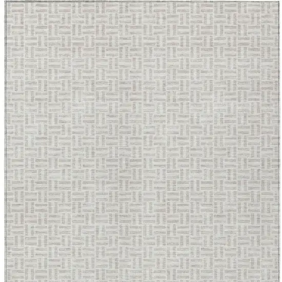 Taupe And Silver Geometric Washable Indoor Outdoor Area Rug Photo 7