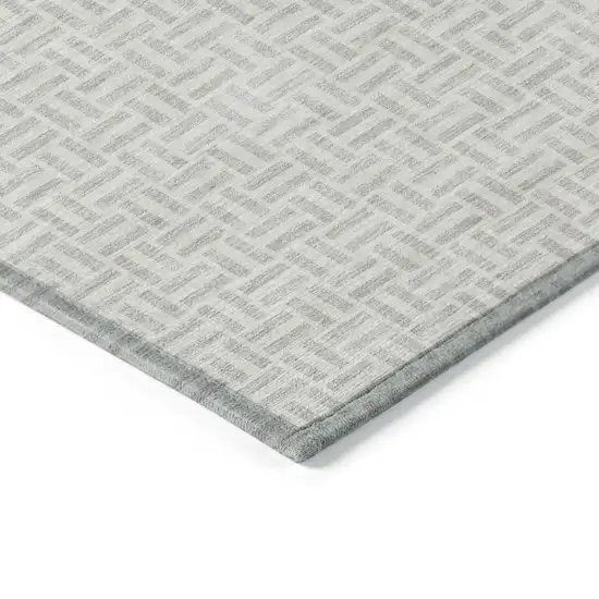 Taupe And Silver Geometric Washable Indoor Outdoor Area Rug Photo 5