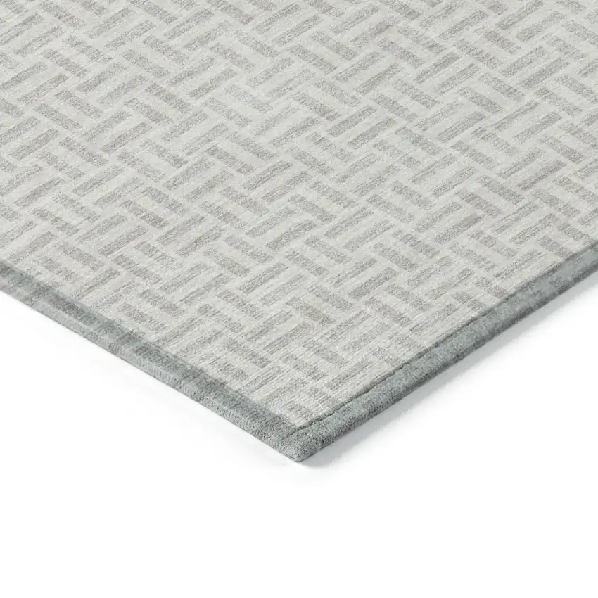 Taupe And Silver Geometric Washable Indoor Outdoor Area Rug Photo 5