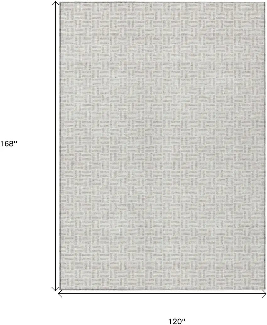 Taupe And Silver Geometric Washable Indoor Outdoor Area Rug Photo 3