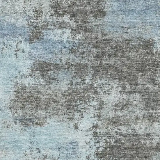 Taupe And Sky Blue Abstract Washable Area Rug With UV Protection Photo 3