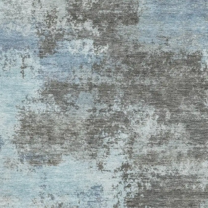 Taupe And Sky Blue Abstract Washable Area Rug With UV Protection Photo 7